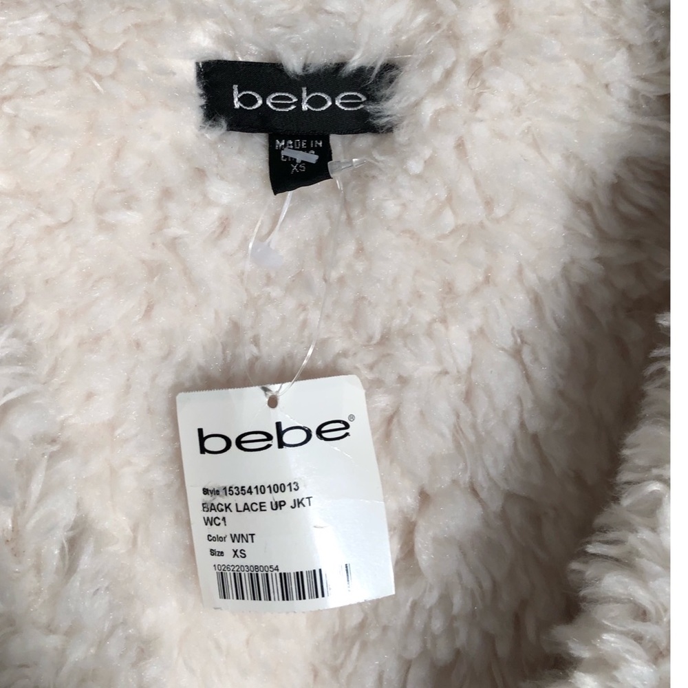 Bebe Shearling/Suede Back Lace Up Coat - Picture 2 of 8